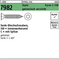 Reyher ISO 14586 Stahl verzinkt 6,3x80 - Senk-Blechschrauben mit TX 30, Form C