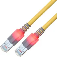 EasyLan DualBoot LED Patchkabel RJ45 S/FTP Cat.6 (Class E), mit saCon Stecker, LSOH, gelb, 0,5 m