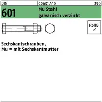 FAST-X Sechskantschraube DIN 601 m.Sechskantmutter M 10 x 16 Mu Stahl 4.6 galvanisch verzinkt