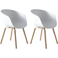 SalesFever Schalenstuhl "Lund Designer Esszimmerstuhl im 2er-Set", weiß (weiß, holzfarben), B:54,5cm H:77,5cm T:54cm, Kunststoff, Stühle, Schalenstuhl, Zweier-Set: Metallbeine mit edler Holzoptik