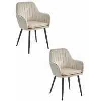 Leobert LUGO Stuhl – Beige Samt / Schwarze Beine, 2 Stück