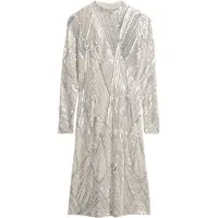 Superdry für Damen. W8011775A Silbernes Ls-Kleid (M), Party, Polyester, Langarm