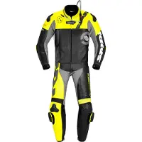 Spidi DP-Progressive Touring 2-teiliger Lederanzug Schwarz Fluoreszierend Gelb Größe 54