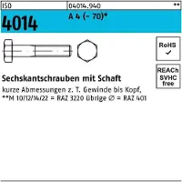 Industrial Quality Supplies ISO 4014 - Edelstahl A4-70 - M 12x150 - Sechskantschrauben mit Schaft