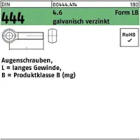 Reyher DIN 444 - Stahl 4.6 verzinkt - LBM 10x80 - Augenschrauben Form L langes Gewinde