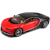 Bburago Bugatti Chiron Modell in Schwarz-Rot, Maßstab 1:18,