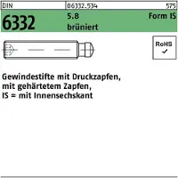 Reyher DIN 6332 - Stahl 5.8 brüniert - M 16x65 -Gewindestifte mit Druckzapfen, mit gehärtetem Zapfen