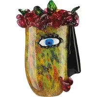 Casablanca by Gilde Tischvase "Floro", bunt, B:20cm H:31,5cm T:17cm, Glas, Vasen, Tischvase, dekorative Vase aus Glas, Blumenvase