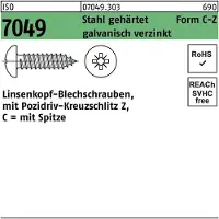 Industrial Quality Supplies DIN 7981 - Stahl verzinkt - 6,3x50 - Linsenblechschraube Form C mit Kreuzschlitz Z