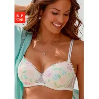 Vivance Schalen-BH , Damen, Gr. 85, Cup C, beige (pastel geblühmt), Spitze, Obermaterial: 90% Polyamid, 10% Elasthan, BHs Schalen-BH, mit Bügel aus pastellfarbener Jacquardspitze, sexy Dessous
