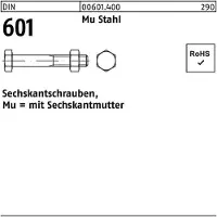 Reyher DIN 601 - Stahl blank - M 12x45 - Sechskantschrauben mit Sechskantmuttern