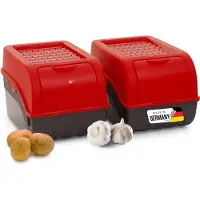 Novaliv 2x Mittel 5L rot Gemüsebox Kartoffel Aufbewahrungsbox Vorratsdose Zwiebeltopf Knoblauchbox Obsttopf