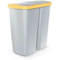 Keden Abfallbehälter COMPACTO DUA Asche/gelb 45 l