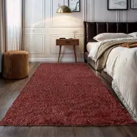 Otto Home Hochflor-Teppich "Banji", rot (weinrot), B:60cm H:37mm L:90cm, Polypropylen (PP), Teppiche, Hochflor-Teppich, Uni Farben, weich und flauschig, auch als Läufer & in rund erhältlich