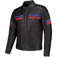 Rusty Stitches Steve Motorrad Lederjacke, schwarz/rot/blau, 3XL