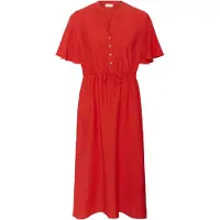 Cream Midikleid "Kleid CRLori", Damen, Gr. 40, N-Gr, rot (flame scarlet), Obermaterial: 85% Viskose CV. 15% Polyamid PA., Kleider Midikleid