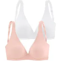 Petite fleur Packung, 2 stück, ohne Bügel in High-Apex-Schnittform mit Zierborte, bequemer BH