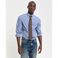 Gant für Herren. 3000132 Gestreiftes Slim Fit Popeline Hemd blau (3XL), Lässig, Baumwolle, Klassisch, Langarm