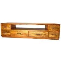 OPIUM OUTLET Lowboard Sideboard Schrank TV Kommode Regal offen Raumteiler Wohnzimmer Möbel Holz massiv B x T x H 200 x 45 x 50 cm