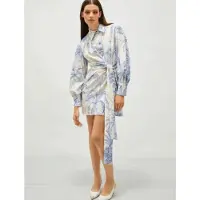 Marella für Damen. 2513221131200 Kleid mit Schärpe Idioma blau (44), Lässig, Viskose, Langarm