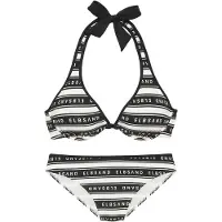 Elbsand Bügel-Bikini "Zone", Damen, Gr. 38, Cup C, schwarz-weiß (weiß, schwarz), Recycling-Polyamid, gestreift, Bikini-Sets Bügel-Bikini, mit kontrastfarbenen Streifen und Schriftzügen
