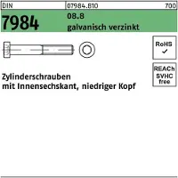 Reyher DIN 7984 Stahl verzinkt 8.8 M 12x45 - Zylinderschrauben mit Innensechskant - niedriger Kopf