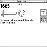 Industrial Quality Supplies EN 1665 - Stahl 10.9 blank - M 16x70 - Sechskantschrauben mit Flansch, schwere Reihe