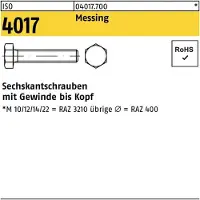 Reyher DIN 933 / ISO 4017 Messing M 8x20 - Sechskantschrauben mit Gewinde bis Kopf