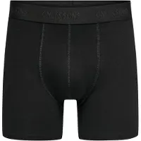 Only & Sons Herren Boxershorts ONSFITZ SOLID BLACK TRUNK 3er Pack - Black BLACK WAIST & BLACK LOGO 22028589 - XL