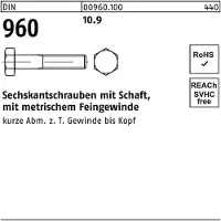 Reyher DIN 960 Stahl 10.9 blank M 14x1,5x140 - Sechskantschrauben, Feingewinde - Teilgewinde