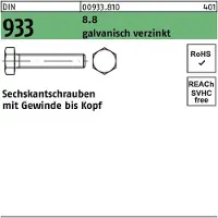 Reyher DIN 933 - Stahl 8.8 verzinkt - M 10x95 - Sechskantschrauben Vollgewinde