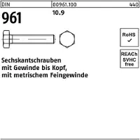 Reyher DIN 961 Stahl 10.9 blank M 12x1,5x30 - Sechskantschrauben, Feingewinde bis annähernd Kopf