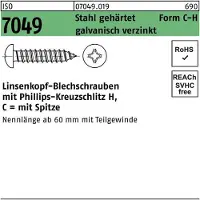 Industrial Quality Supplies Blechschraube ISO 7049 LIKO m.Spitze/Kreuzschlitz-PH C4,2 x 13 -H Stahl gehärtet galvanisch verzinkt