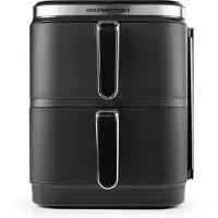 DS Produkte GOURMETmaxx Airfryer 10 L Heißluft-Fritteuse mit 2 Kammern und 12 Programme Küchen-Kleingerät klappbares Touchdisplay 2800W Schwarz