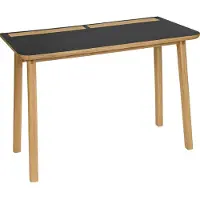 Woodman Schreibtisch "Mati", braun (eichefarben, schwarz), B:115cm H:75cm T:50cm, Tische, Schreibtisch, mit zwei Ledertaschen an der Seite des Tisches für Stauraum, FSC