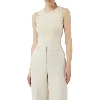 Comma Rundhalsshirt , Damen, Gr. 42, beige (dune sand), Strick, Obermaterial: 50% Baumwolle, 50% Viskose, unifarben, regular fit taillenbedeckt, Rundhals, Shirts Rundhalsshirt, mit Strick Details