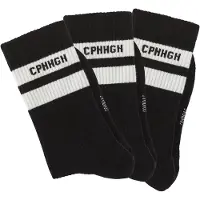 Copenhagen Studios Tennissocken in 3x schwarz mit weißen Streifen | Gr.: 39-42