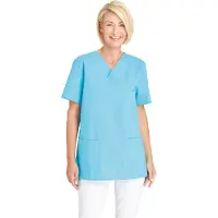Leiber Schlupfkasack, kurzarm, unisex, türkis, Kasack ideal für die Pflege, Größe: III (Damen 46/48 = XL, Herren 52/54 = L)