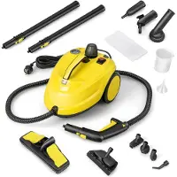 Costway Dampfreiniger 2000W, mobile Reinigungsmaschine mit 1,8 L Tank und 13 Zubehörsätze, Dampfbesen für Teppiche, Fenster, Glas und Vorhänge, Gelb