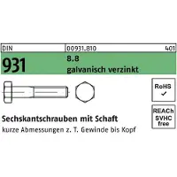 Reyher DIN 931 / ISO 4014 Stahl 8.8 verzinkt M 8x40/22 - Sechskantschrauben Teilgewinde