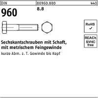 Industrial Quality Supplies Sechskantschraube DIN 960 m.Schaft M 12 x1,25x 50 8.8