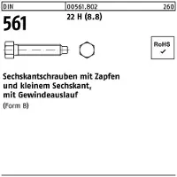 Reyher DIN 561 - Stahl 8.8 blank 22H - BM 30x100 - Sechskantschraube mit Zapfen und Gewindeauslauf
