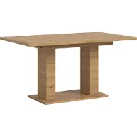 Ebuy24 Motion Esstisch Doppelsäulenfuß 90x150/190cm inkl. 1 Einlegeplatte Eiche Nachbildung.
