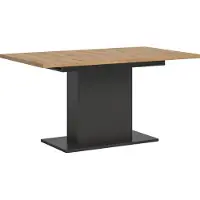 Ebuy24 Motion Esstisch Säulenfuß 90x150/190cm inkl. 1 Einlegeplatte Eiche Nachbildung, grau.