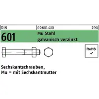 Reyher DIN 601 / ISO 4016 Stahl 4.6 / 4.8 verzinkt M 20x65 - Sechskantschrauben mit Sechskantmutter