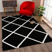 Sanat Hochflor-Teppich "Madrid 1 , auch in Rund erhältlich", schwarz, B:80cm H:30mm L:150cm, Kunstfaser, Teppiche, Hochflor-Teppich, Wohnzimmer, Langflor, Shaggy Teppich
