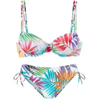 LASCANA Bügel-Bikini , Damen, Gr. 38, Cup F, weiß (weiß bedruckt), Obermaterial: 86% Polyamid, 14% Elasthan. Futter: 100% Polyamid, bedruckt, Bikini-Sets Bügel-Bikini, mit Doppelträgern