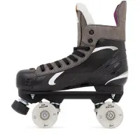 Rio roller Flow Hockey Quad Skates Schwarz – Vegane Rollschuhe im Eishockey-Look für Urban- und Freizeit-Skating