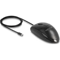 DeLOCK Optische USB Type-C Desktop Maus – Lautlos, Beidhändig, Optisch, USB Typ-C, 1200 DPI, Schwarz