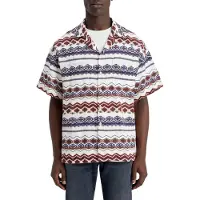 Scotch & Soda Structured Printed Stripe Shirt Red Blue Multi Größe: S | Casual hemden Outlet | Herren | Blau
